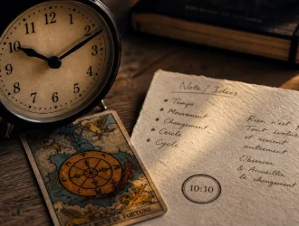 10:10 renouveau amour numérologie, réveil noir et tarot