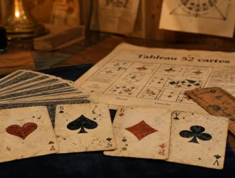 Cartomancie 52 cartes : jeu de 4 couleurs et cour