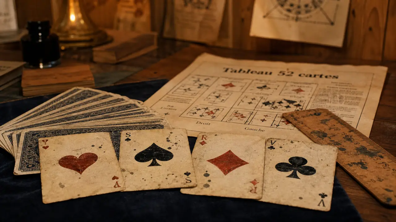 Cartomancie 52 cartes : jeu de 4 couleurs et cour