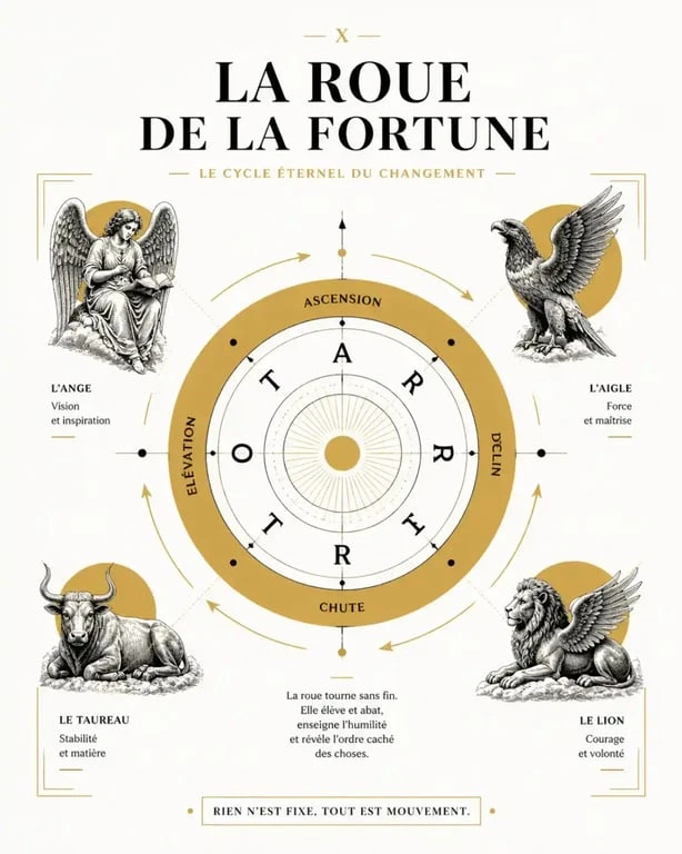La Roue de la Fortune tarot amour symbolisant les cycles et le destin