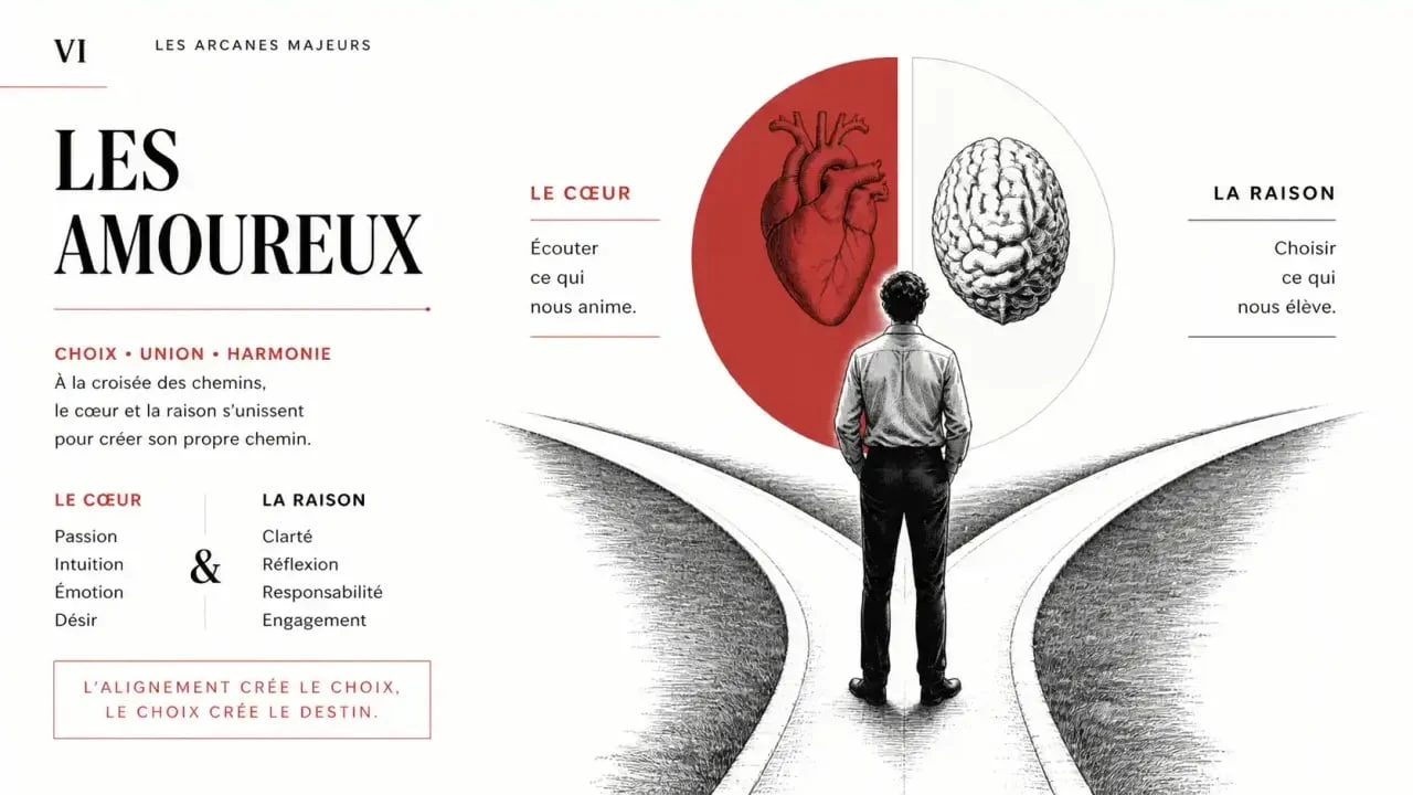 Signification de la carte de tarot L'Amoureux en amour et symbolisme du choix