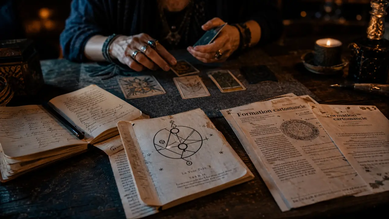 Formation cartomancie : tirage tarot sur table