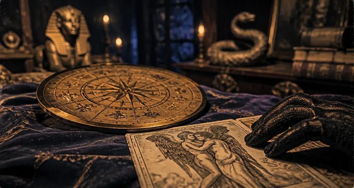 la roue de la fortune tarot amour sur disque de laiton, ambiance chaude