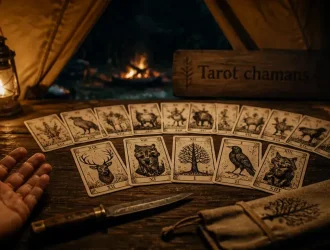 Tarot chamans tirage gratuit dans une clairière nocturne