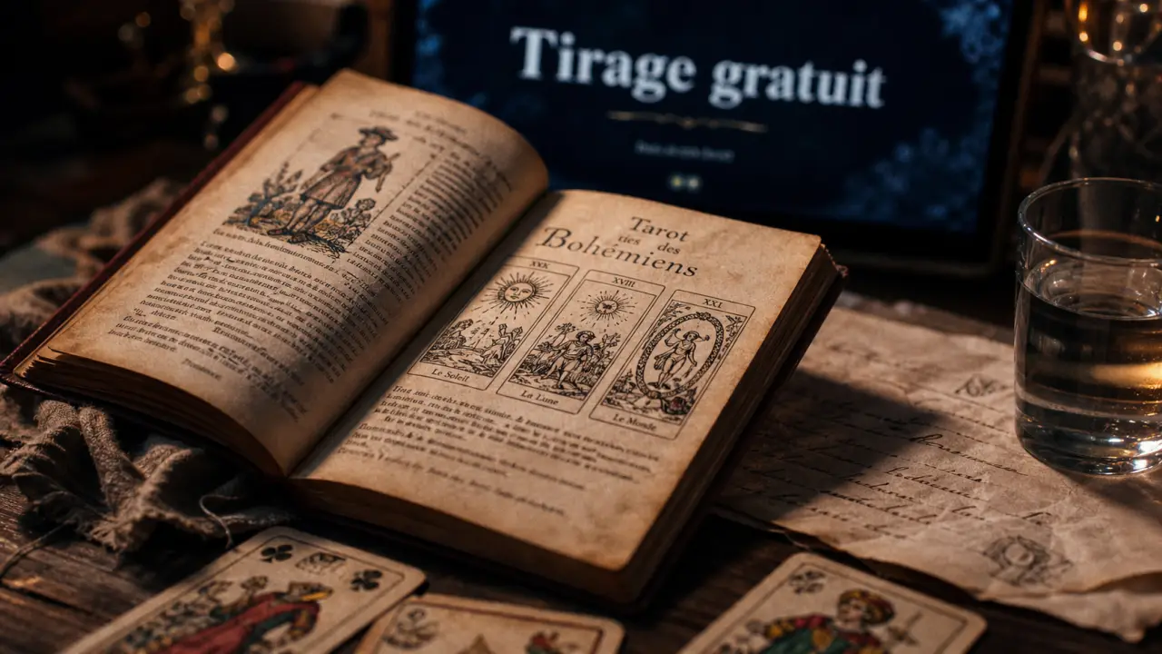 Tarot des bohémiens tirage gratuit : jeu de cartes sur table