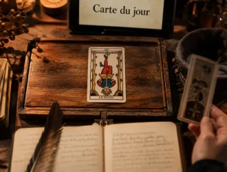 Tirage cartes jour : 1 carte du tarot de Marseille, vue à la table