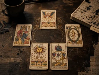 Tirage en croix tarot : cinq cartes, décision lisible