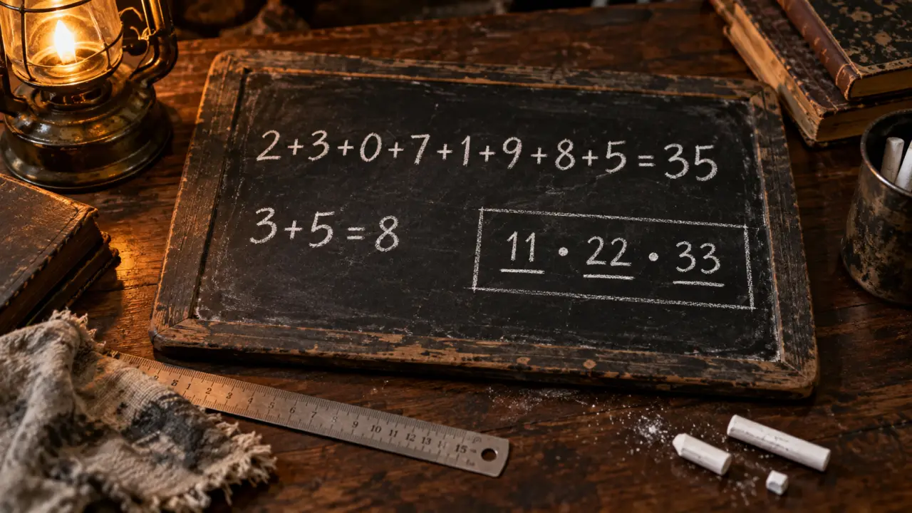Calcul chemin de vie : 11 22 33 en ardoise