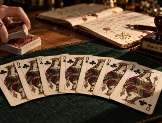 tirage dame de trefle 7 cartes sur table, aperçu 4 mois