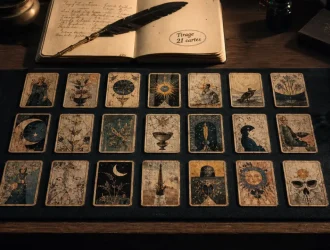 Tirage du destin en 21 cartes, 21 cartes de tarot en grille