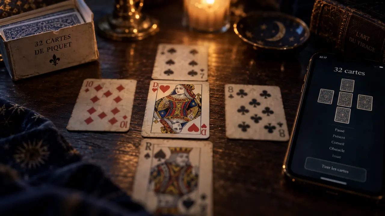 Tirage 33 cartes : jeu de 32 cartes révélé