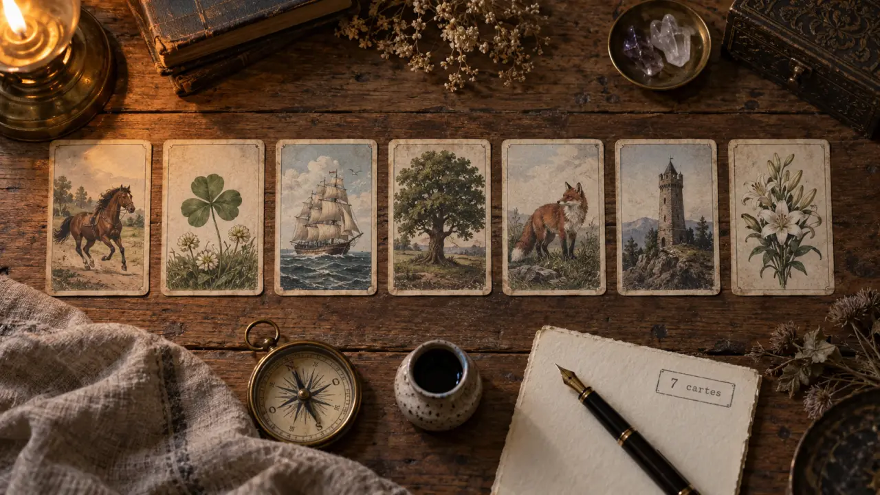 Tirage lenormand 7 cartes : ligne claire pour le présent